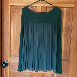 Forest green pleated/ribbed top (Anthropologie)